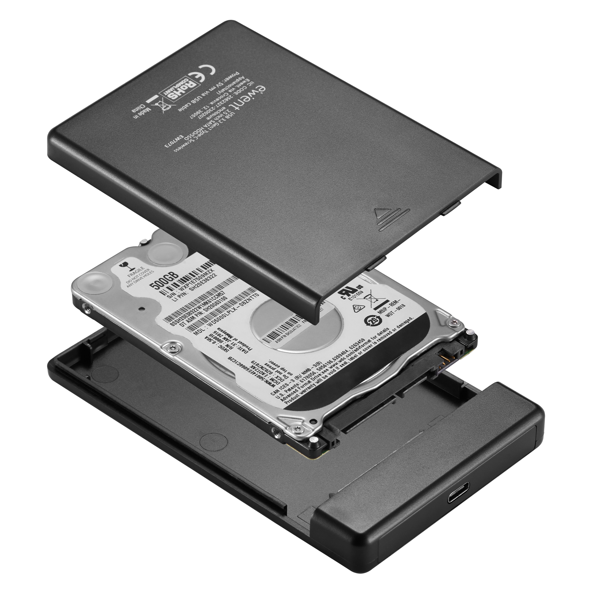 USB 3.2 Gen1 Type-C Screwless 2.5 inch SATA HDD/SSD enclosure | Ewent